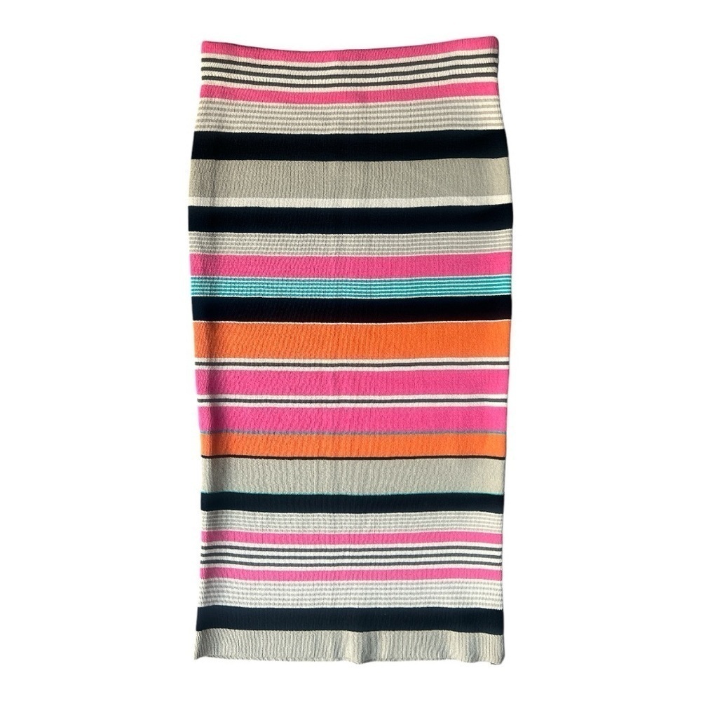 Tracy Reese Multicolored Slim Striped Pull On Pencil Skirt Zippered Slit, Small